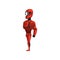Red robot spacesuit, superhero, cyborg costume, side view vector Illustration on a white background