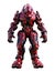 Red robot Warrior, metallic armor, White background, 3d illustration