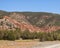 Red rock with erosion in the High Atlas Mountains of Morocco.