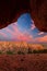 Red rock mountain with arch sunset clouds near Calitzdorp in Sou