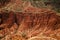 Red rock mountains landscape. Rocky mountain scenery. Altai Red Mountains. Mountain tops in the background