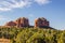 Red Rock Outcroppings Above Tree Line In Arizona Desert