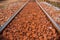 red rock and Railway Tracks , stone background