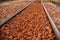 red rock and Railway Tracks , stone background