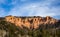 Red rock towers of Cedar Breaks Bryce Canyon, Southern Utah standing above the high elevation forest in early winter