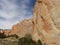 Red rock wall with blue sky. Window Rock trail, Arizona