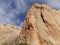 Red rock wall with blue sky. Window Rock trail, Arizona