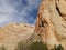 Red rock walls with blue sky. Window Rock trail, Arizona