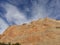 Red rock walls with blue sky. Window Rock trail, Arizona