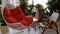 Red Rocking Chair in Luxury Apartment Interior.