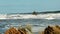 Red rocks at the arthur river mouth on the west coast of tasmania