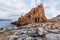 Red Rocks called `Rocce Rosse` of Arbatax with `window`, Sardinia, Italy