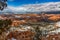 Red rocks and snow in the Bryce Canyon National Park, Utah