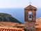 Red roof chapel cross with Mediterranean sea view at the French