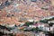 Red roofed houses on town street