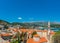 Red roofs of the old town in Budva. View from the ancient citadel