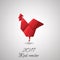 Red rooster in origami style vector icon