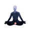 Red root chakra human lotus pose yoga, abstract inside your mind