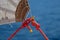 Red rope, knot and piece of sail