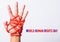 Red rope on lift hand with WORLD HUMAN RIGHTS DAY text on white background, Human rights day concept