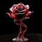 Red rose on a black background 3d render. Close-up. Studio photography. Perfect vibrant red rose glass rose on a dark background,