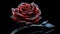 Red rose on a black background 3d render. Close-up. Studio photography. Perfect vibrant red rose glass rose on a dark background,