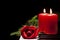 Red Rose and Candle on Piano Keys
