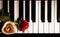 Red Rose and Candle on Piano Keys