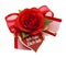 Red rose with card-Ich hab Dich lieb