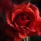 Red rose on a dark background. The flower is shown in all its beauty, and its intense color.