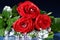 Red rose decorated with rhinestones