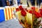 Red rose with an ear of wheat, Sant Jordi celebration on April 23rd in Catalonia, Spain