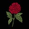 Red rose embroidery artwork design for clothing, isolated flower