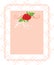 Red rose with floral ornament. Pink frame