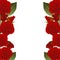 Red Rose Flower Frame Border. isolated on White Background. Vector Illustration
