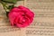 Red rose flower and music notes sheet