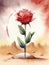 Red rose flower on planet of mars, ray bradbury martian chronicles. Generative AI
