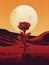 Red rose flower on planet of mars, ray bradbury martian chronicles. Generative AI