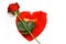 Red rose and heart shape letter