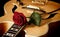 Red rose and jazz guitar