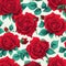 Red rose macro, rose flower background. Generative Ai