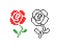 Red rose pattern. Pixel rose flower image. vector illustration