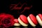 Red rose red macaroon and thank you text