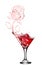 Red rose splash from martini