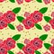 Red rose in vintage tone seamless pattern