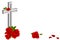 Red rose and white christian cross