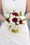 Red rose and white tulip wedding bouquet