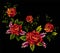 Red roses beautiful bouquet embroidery element for design-vector