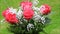 Red roses bouquet with white gypsophila