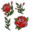 Red roses embroidery patch